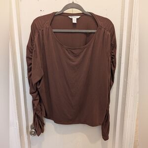 Athleta Brown Sporty Jersey Knit Top 2X Casual Lightweight Soft Fall